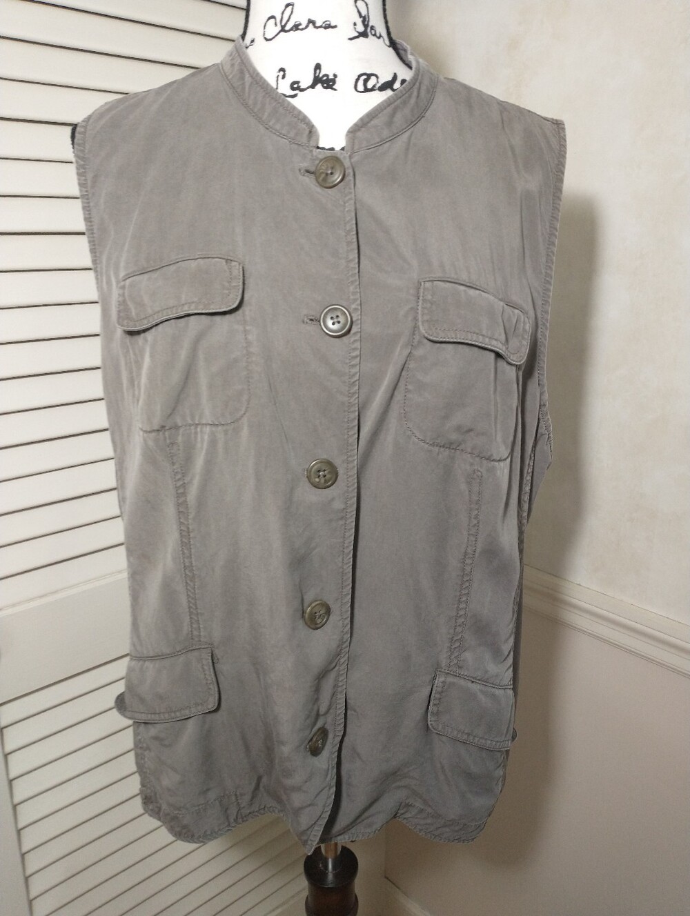 J. Jill 100% Tencel Kakhi Brown Vest, Size XL, Summer, Gramcore, Cottagecore